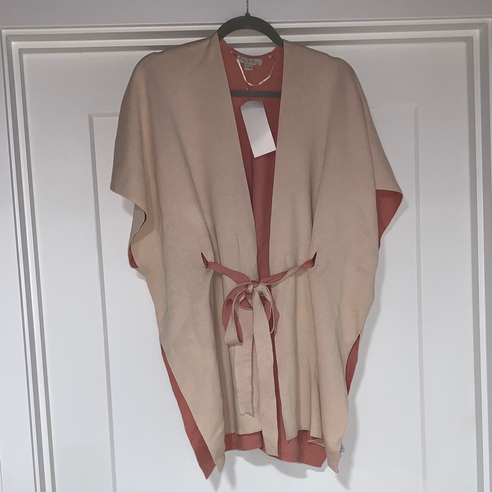 Reversible Beige and Rose Pancho Cardigan- size M/L